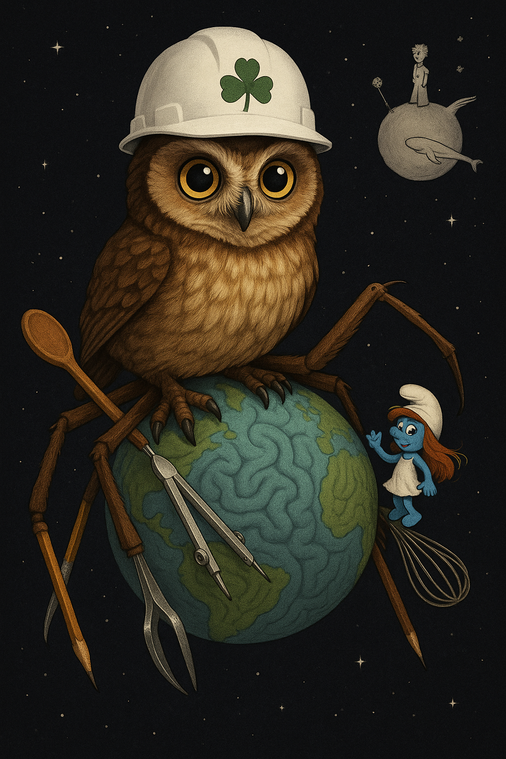 Eulen-Spinnen-Hybrid – klick für Alters-Synchronisation